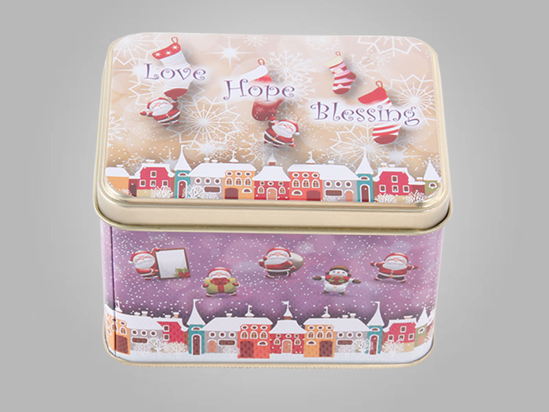 102*76*61mm圣诞礼品铁盒 方形创意马口铁糖果金属包装礼品铁盒